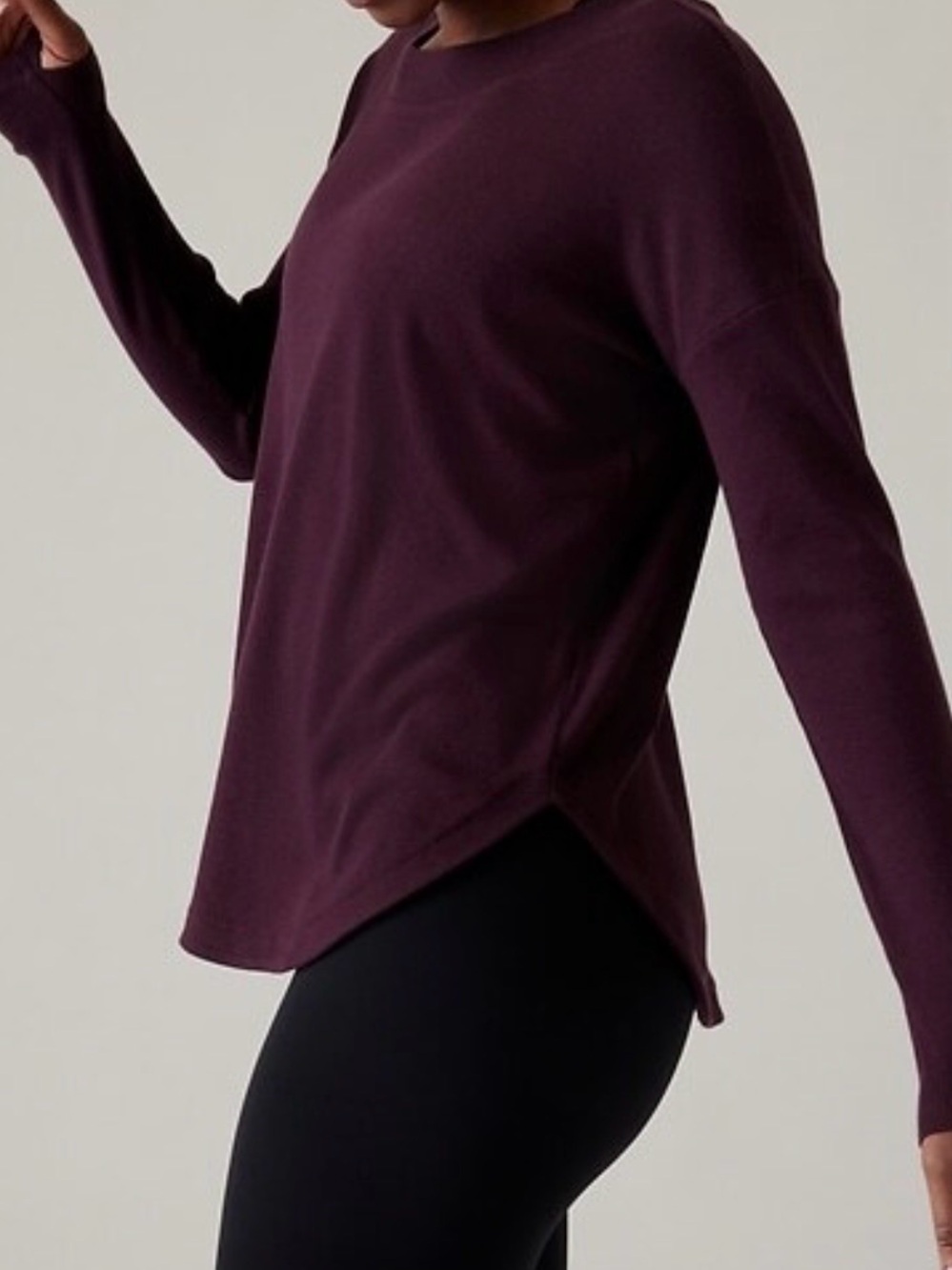 Athleta Presence Sweatshirt Spiced Cabernet Pullover Top Women’s Size Large Cozy